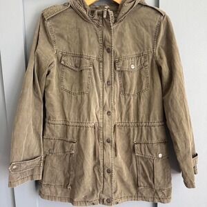 BNCI Blanc Noir‎ Khaki green utility jacket with hood and pockets